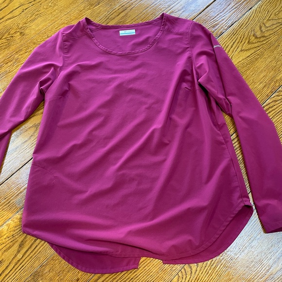 Columbia Tops - Columbia wine color long sleeve top.  Back has flaps.  Size Large.